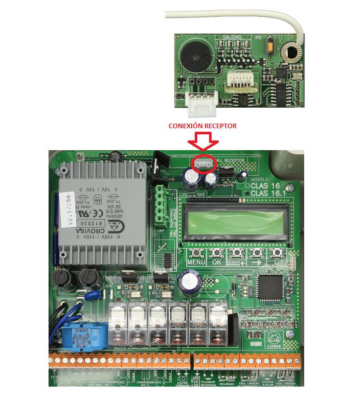 conexión del receptor en el cuadro clemsa clas 16.1