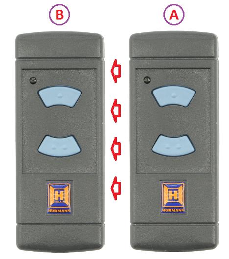 Ejemplo de colocación de los emisores Hörmann HSE 2 para una correcta codificación del nuevo mando a distancia Memorización del mando de garaje HSE2 868