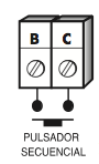 Bornas de conexión para un pulsador adicional o para colocar un receptor en paralelo o cableado. Regleta de conexión para pulsador adicional