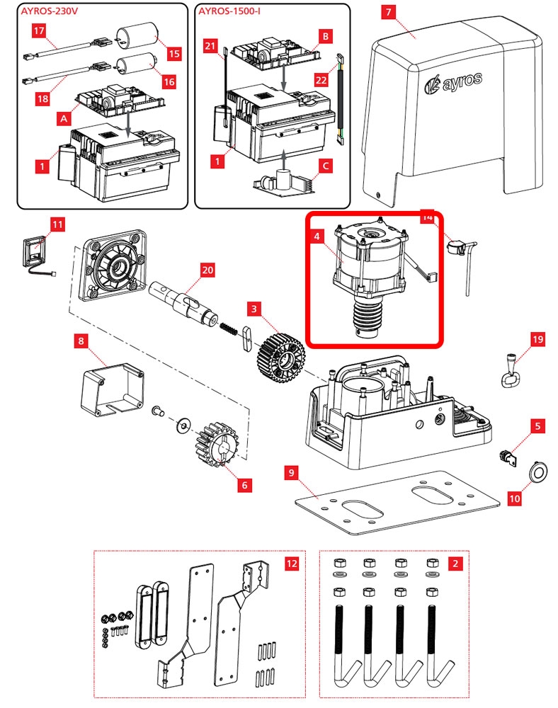 Repuesto 172350 del motor V2 AYROS 230 VAC