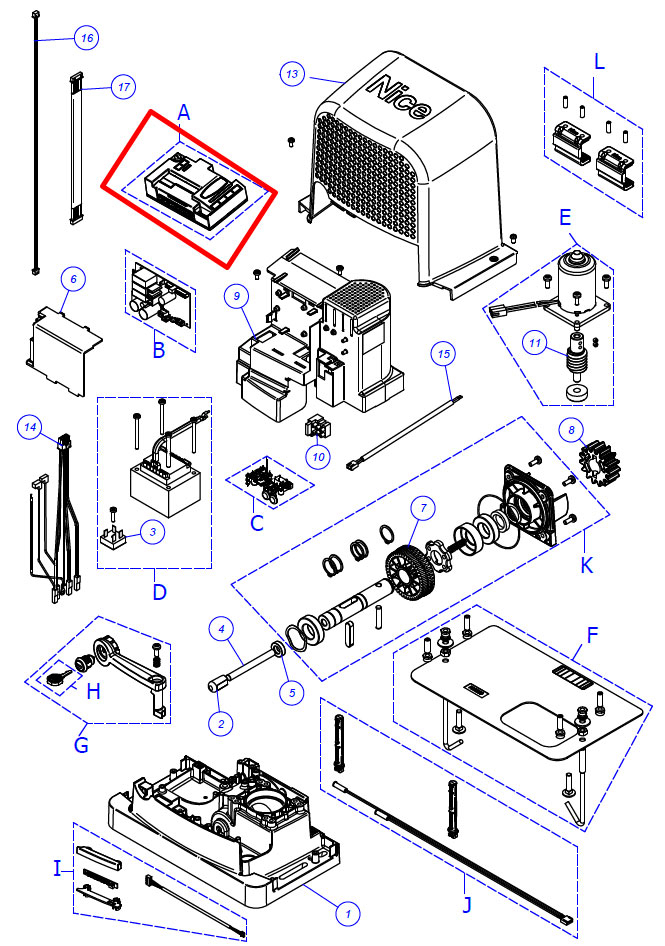 MCU1 del motor Nice RBS600.